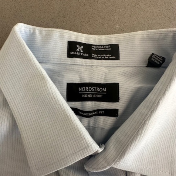 Men's Nordstrom Smartcare Size 18/35 Light Blue on Blue Stripe Dress Shirt - Picture 4 of 6